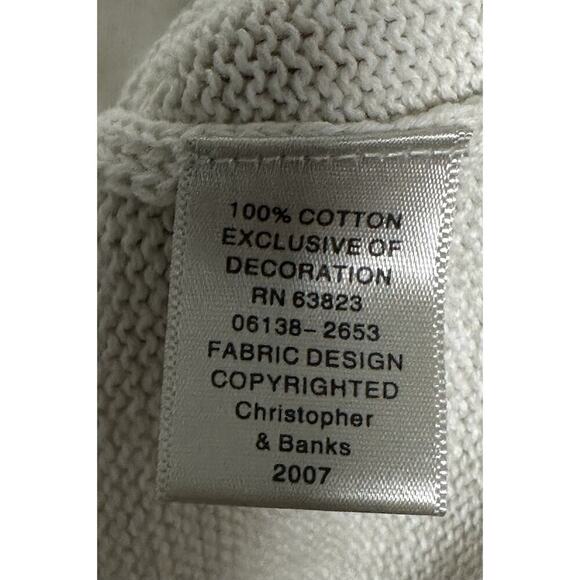 Christopher & Banks Sweate XL Hand Embroidered Cat Kitty Flowers Cottage Grandma - Picture 6 of 11